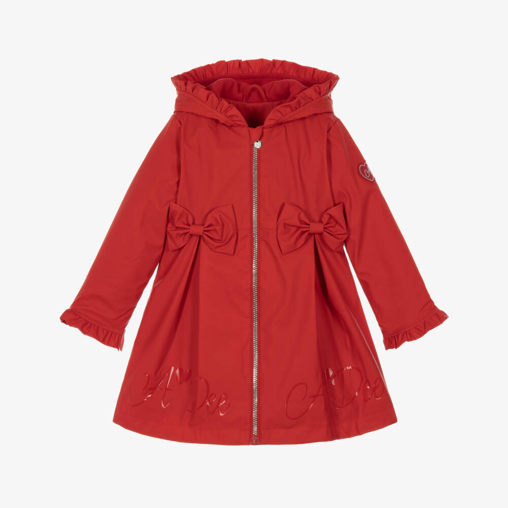 A Dee-Girls Red Raincoat with Ruffles & Bows | Childrensalon