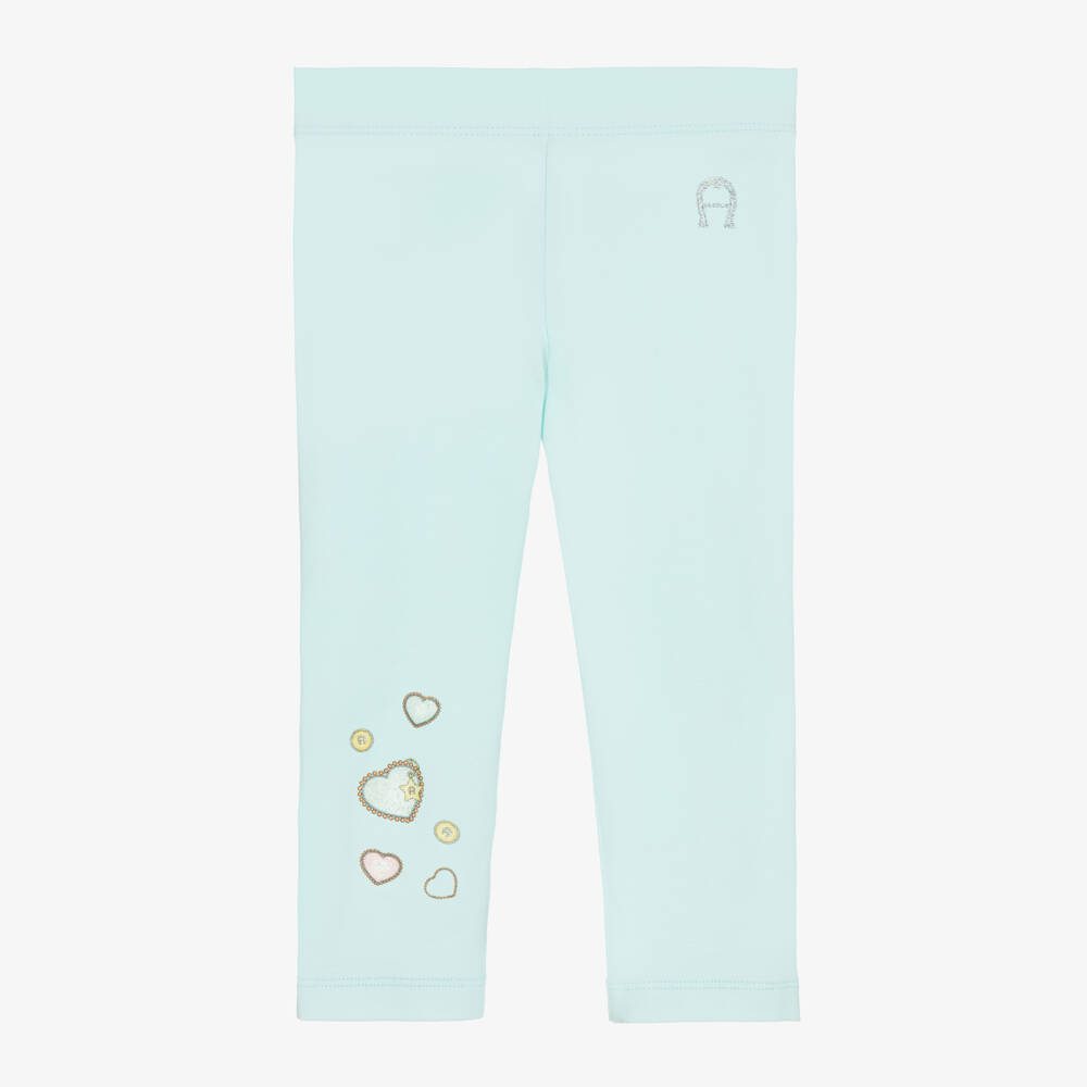 AIGNER-Girls Pale Aqua Blue Cotton Leggings | Childrensalon
