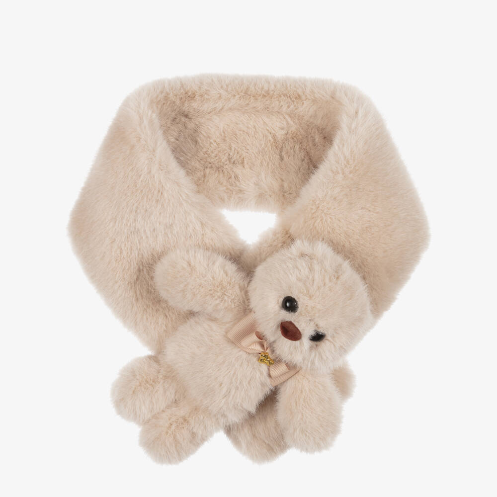Angel's Face-Girls Beige Faux Fur Ted Scarf | Childrensalon