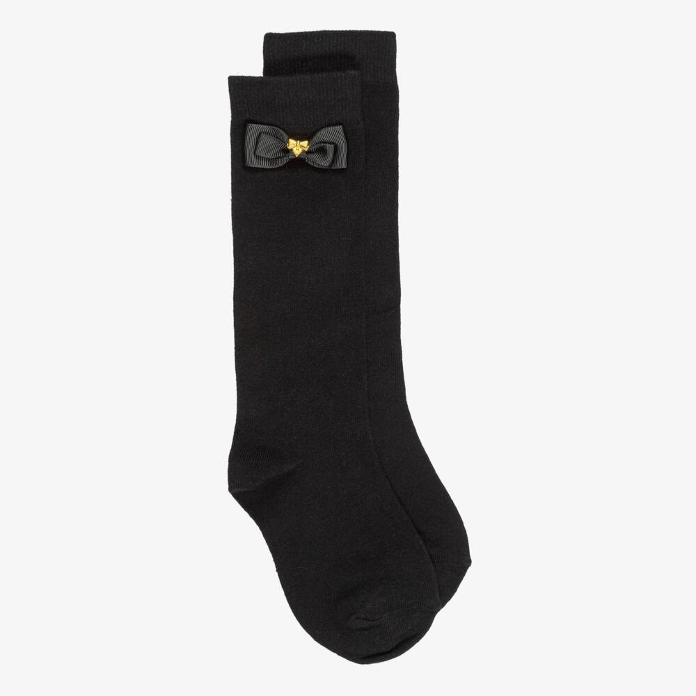 Angel's Face-Girls Black Monica Bow Socks | Childrensalon