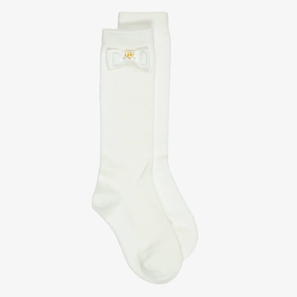 Angel's Face-Girls Ivory Monica Bow Socks | Childrensalon