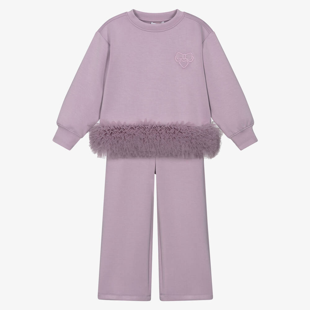 Angel's Face-Girls Lilac Purple Tulle Hem Tracksuit | Childrensalon