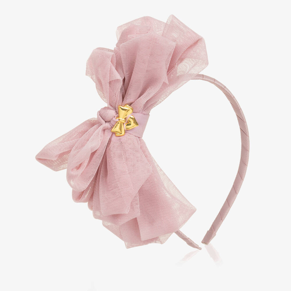 Angel's Face-Girls Pink Gladys Tulle Bow Hairband | Childrensalon