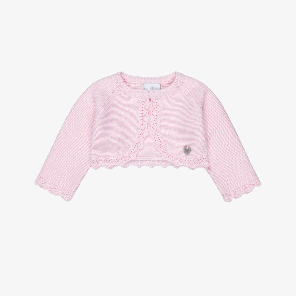 Artesanía Granlei-Girls Pink Knitted Bolero Cardigan | Childrensalon