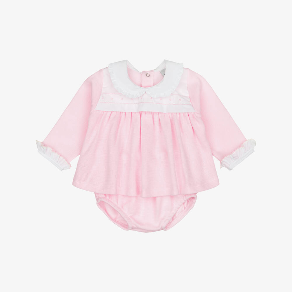 Babidu-Baby Girls Pink Cotton Jersey Knit Shorts Set | Childrensalon