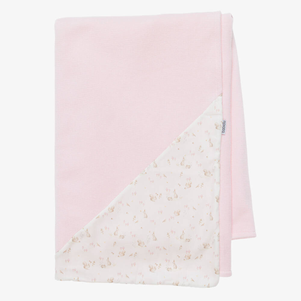 Babidu-Baby Girls Pink Jersey Knit Blanket (80cm) | Childrensalon