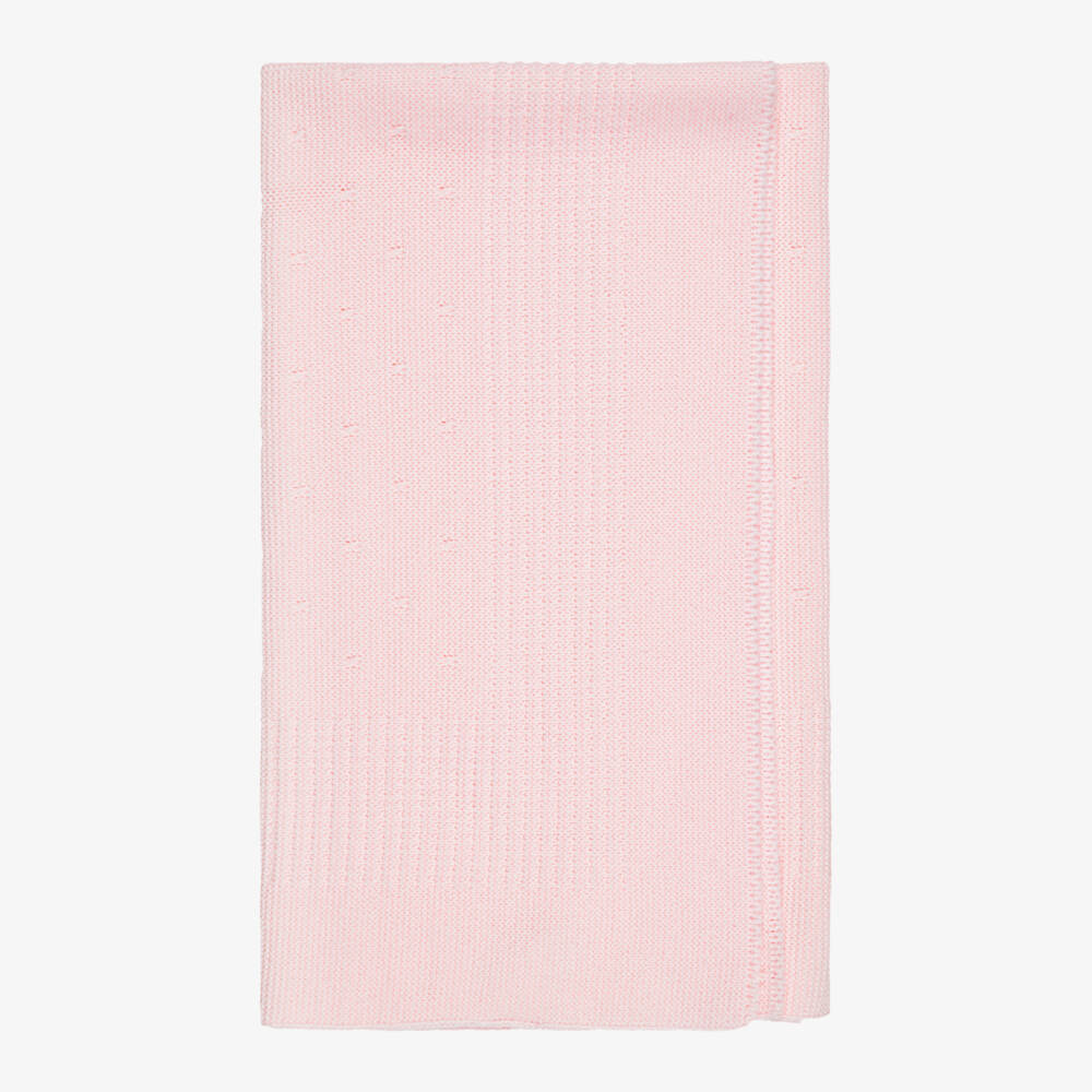 Babidu-Baby Girls Pink Knitted Blanket (92cm) | Childrensalon