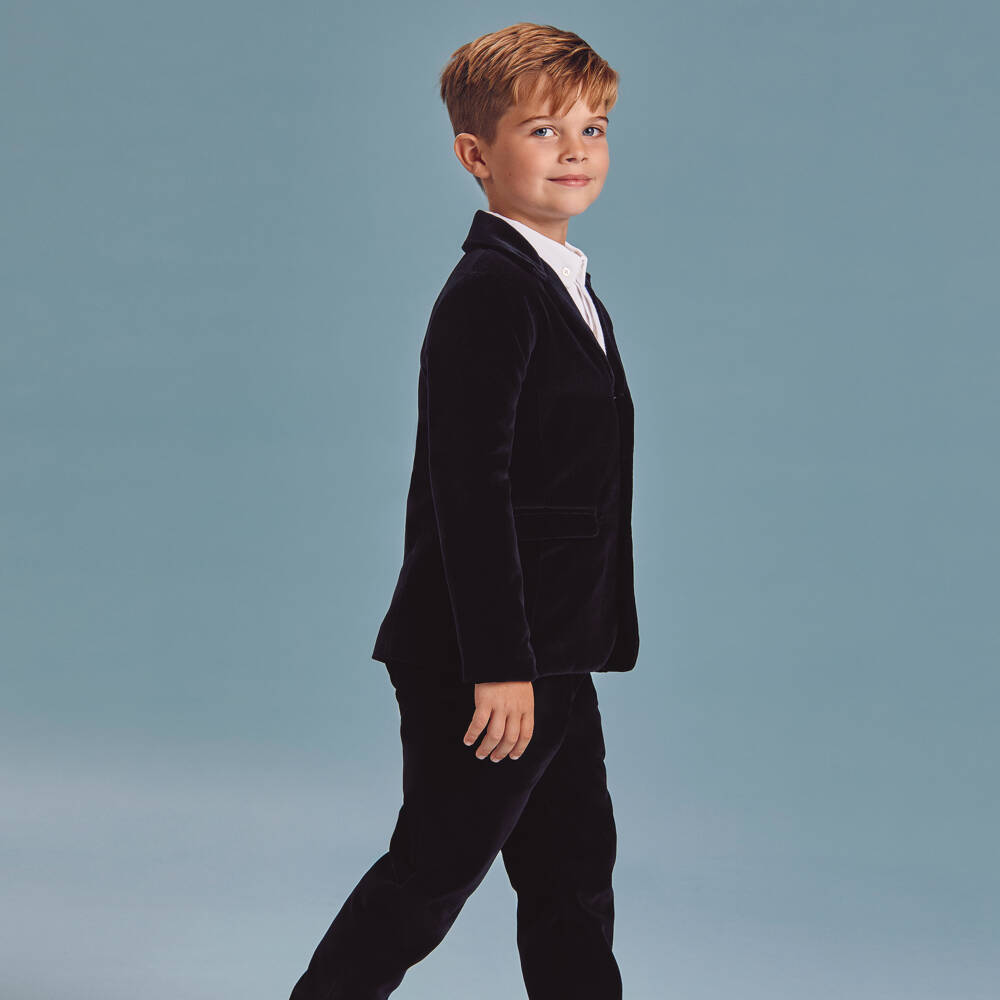 Beatrice & George-Boys Black Velvet Suit | Childrensalon