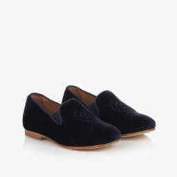 Beatrice & George-Boys Navy Blue Velvet Suit  | Childrensalon