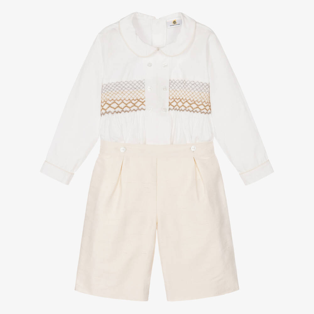 Beatrice & George X Childrensalon-Boys Smocked René Buster Suit | Childrensalon