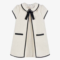Beatrice & George-Girls Black Felted Coat with Velvet Trimmed Collar | Childrensalon