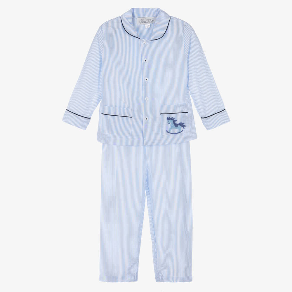 Beau KiD-Boys Blue Striped Cotton Pyjamas | Childrensalon