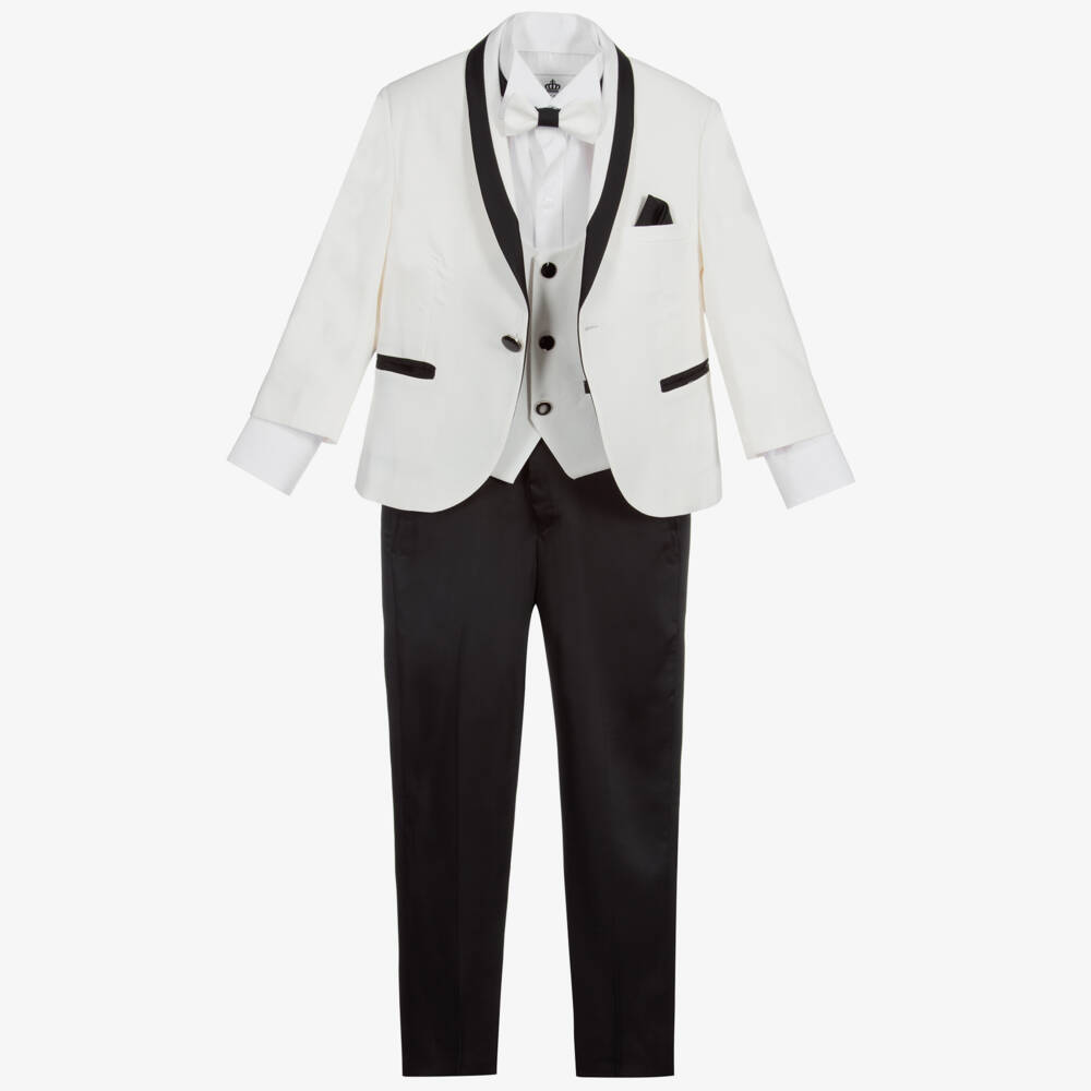 Beau KiD-Boys Ivory & Black Tuxedo Suit | Childrensalon