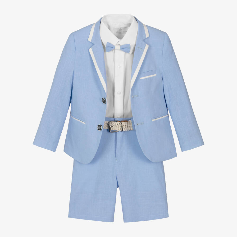 Beau KiD-Boys Sky Blue Cotton Shorts Suit | Childrensalon
