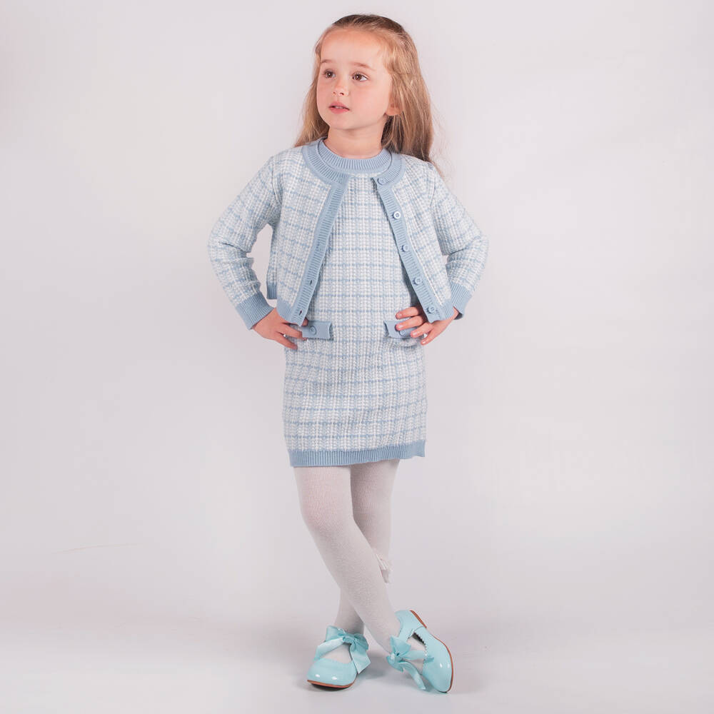 Beau KiD-Girls Blue Knitted Dress Set | Childrensalon