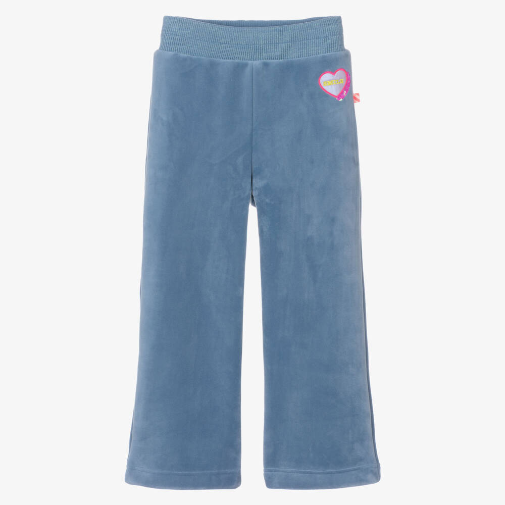 Billieblush-Girls Blue Wide-Leg Velour Joggers | Childrensalon