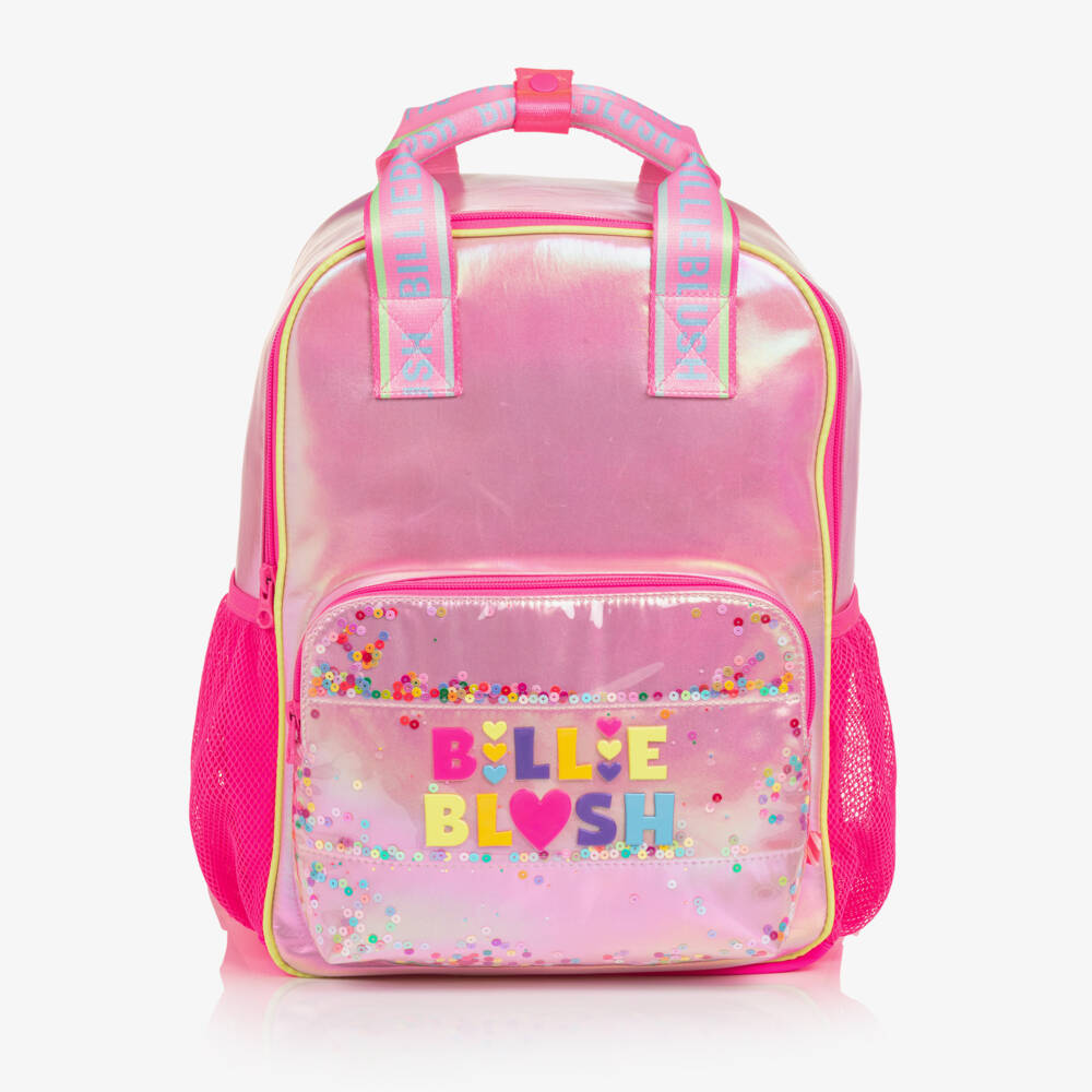 Billieblush-Girls Iridescent Pink Backpack with Moving Sequins (35cm) | Childrensalon