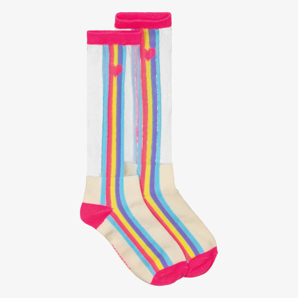 Billieblush-Girls Knee Length Socks with Rainbow Stripes | Childrensalon