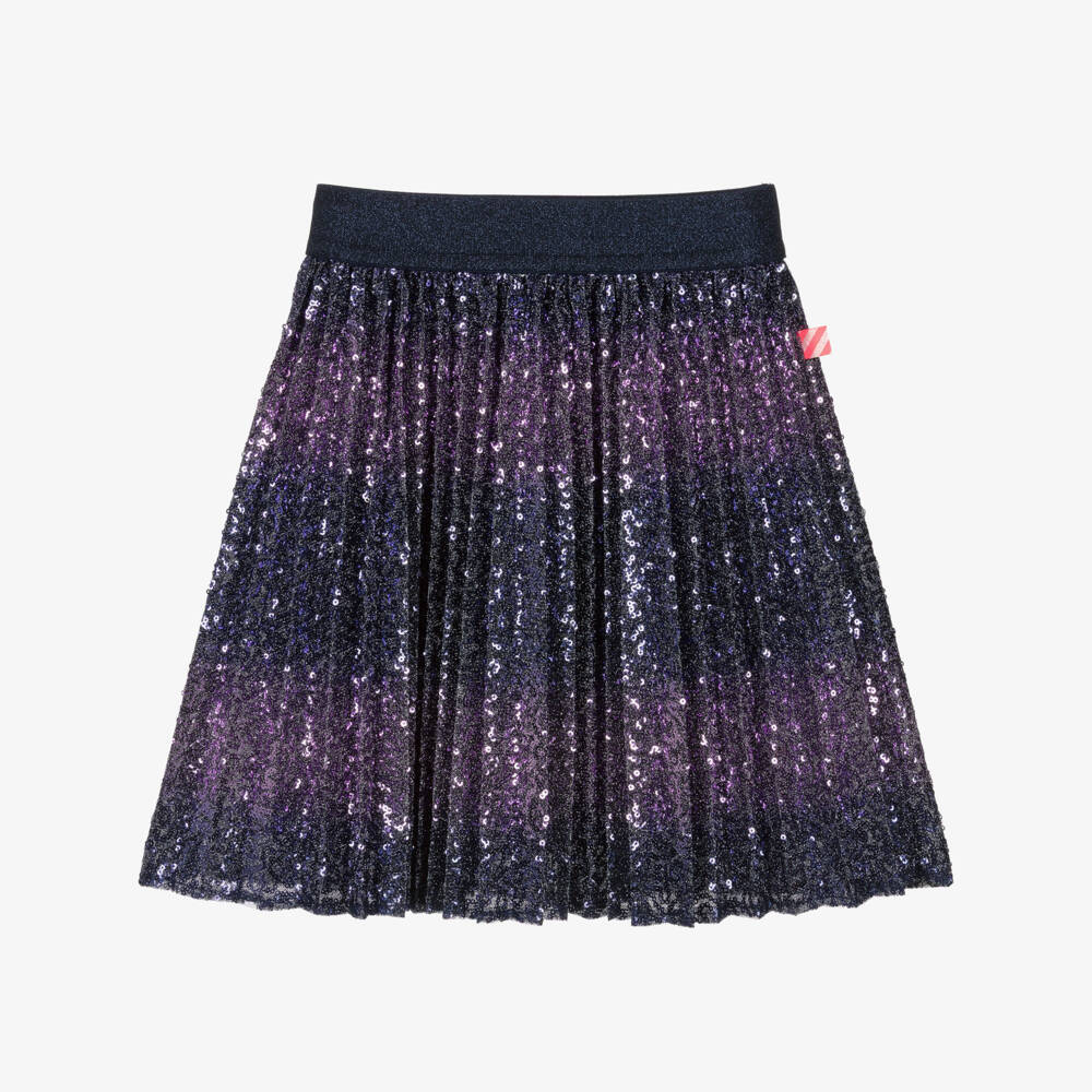Billieblush-Girls Navy Blue & Purple Sequin Skirt | Childrensalon