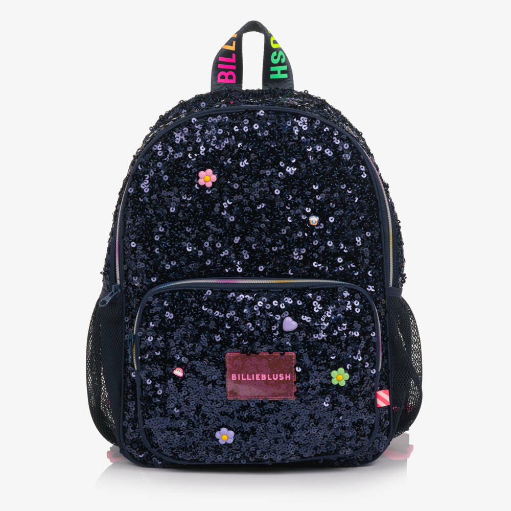 Billieblush-Girls Navy Blue Sequin Backpack (35cm) | Childrensalon