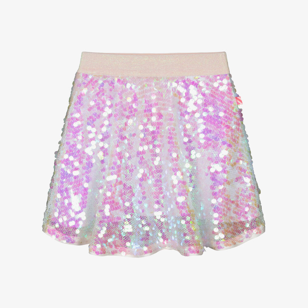 Billieblush-Girls Pink Iridescent Sequinned Skirt | Childrensalon