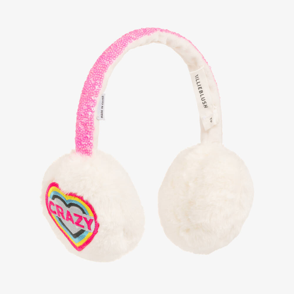 Billieblush-Girls Pink & Ivory Sequin Earmuffs | Childrensalon