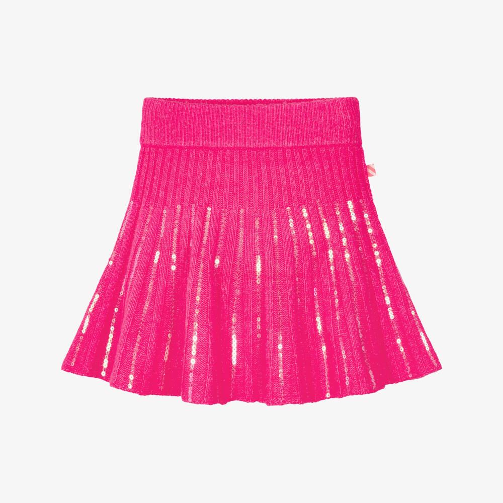 Billieblush-Girls Pink Sequinned Rib Knit Skirt | Childrensalon