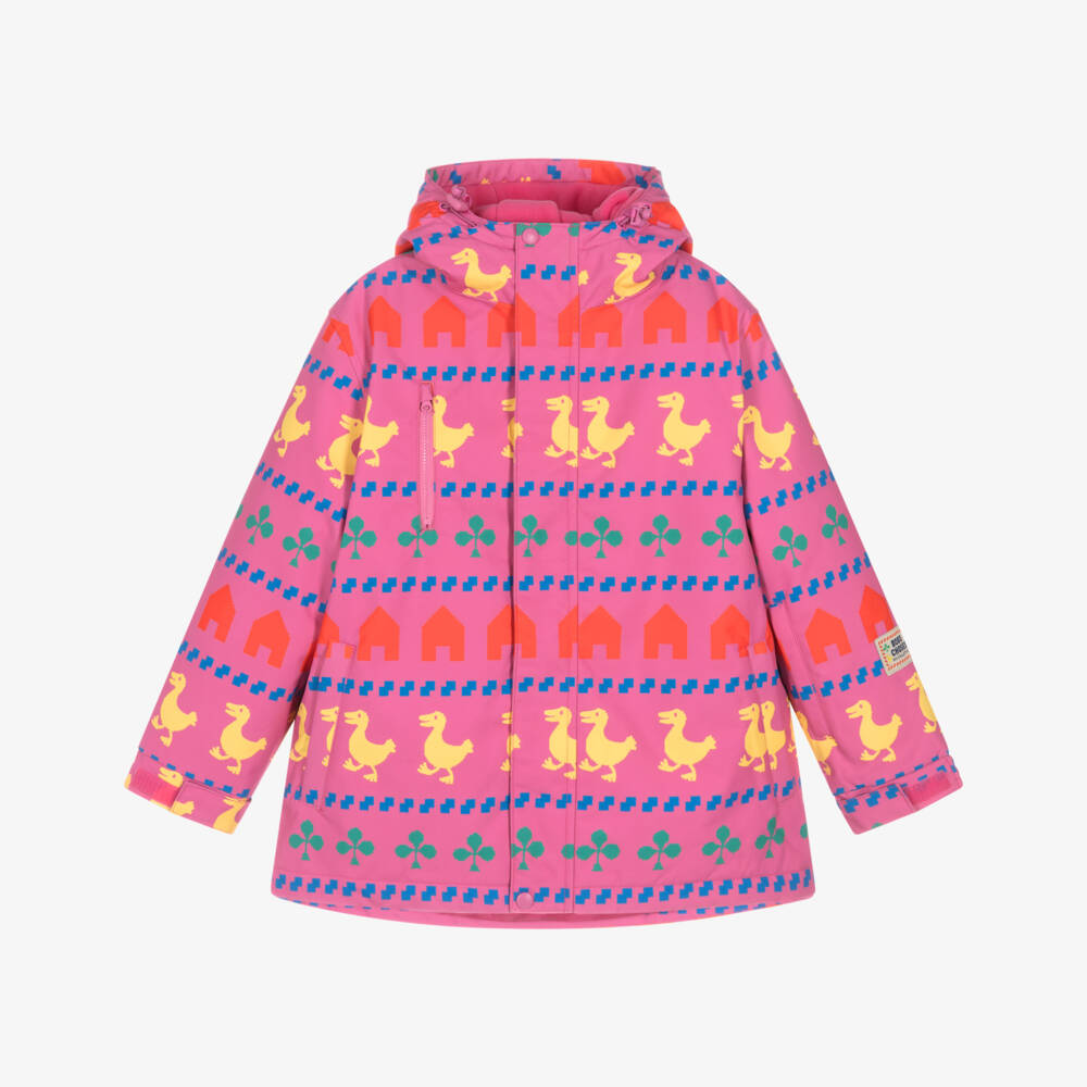 Bobo Choses-Girls Pink Ski Jacket with Pixelated Print | Childrensalon