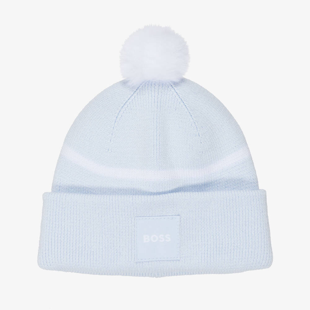 BOSS-Baby Boys Pale Blue Bobble Hat | Childrensalon