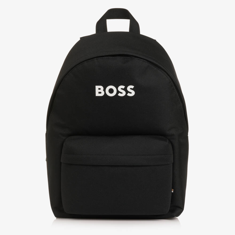 BOSS-Boys Black Logo Backpack (38cm) | Childrensalon