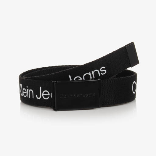 Calvin Klein-Black & White Logo Web Belt | Childrensalon