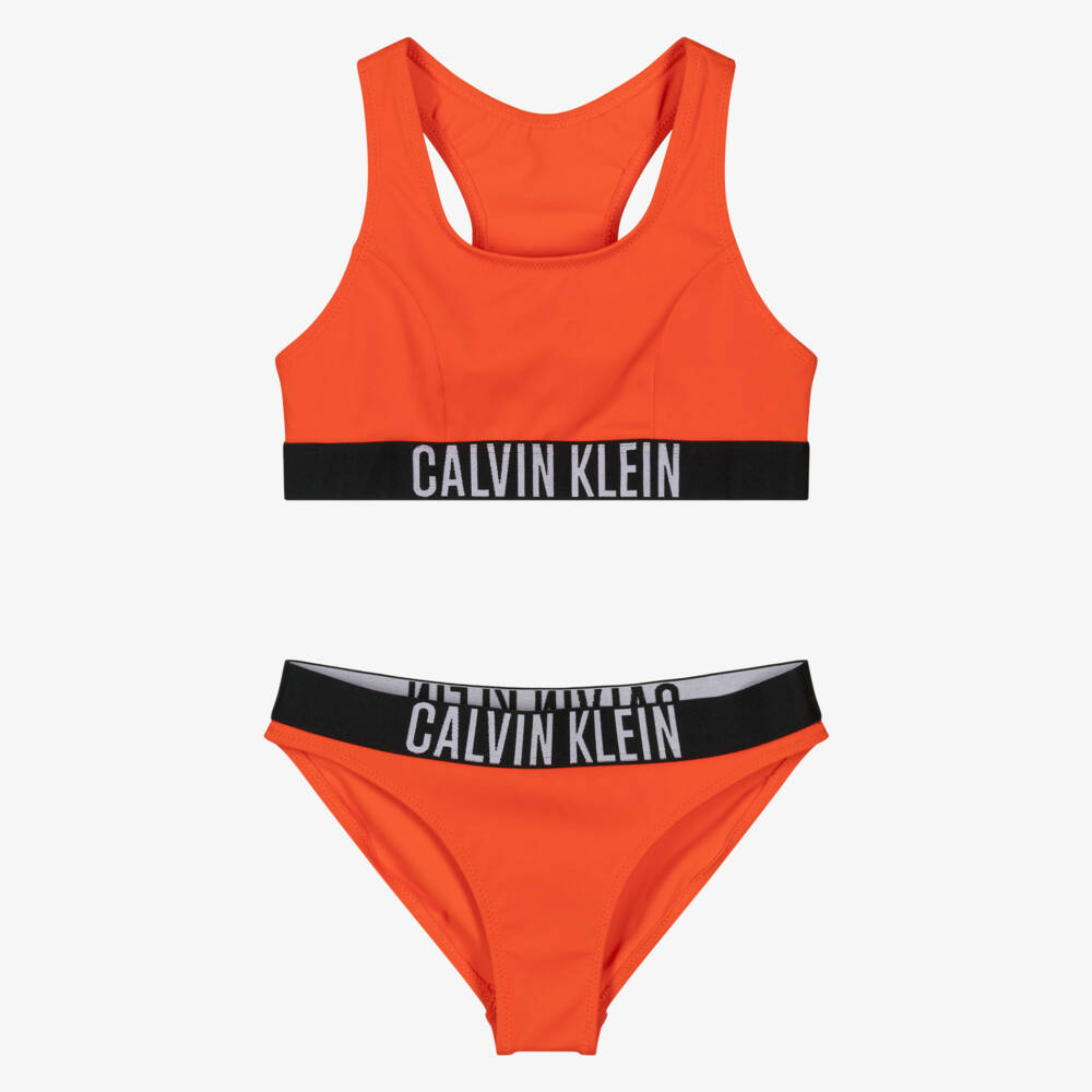 Calvin Klein-Girls Orange Racerback Bralette Bikini | Childrensalon