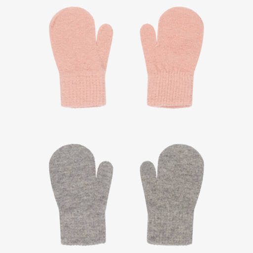 CeLaVi-Pink & Grey Knitted Mittens (2 Pack) | Childrensalon
