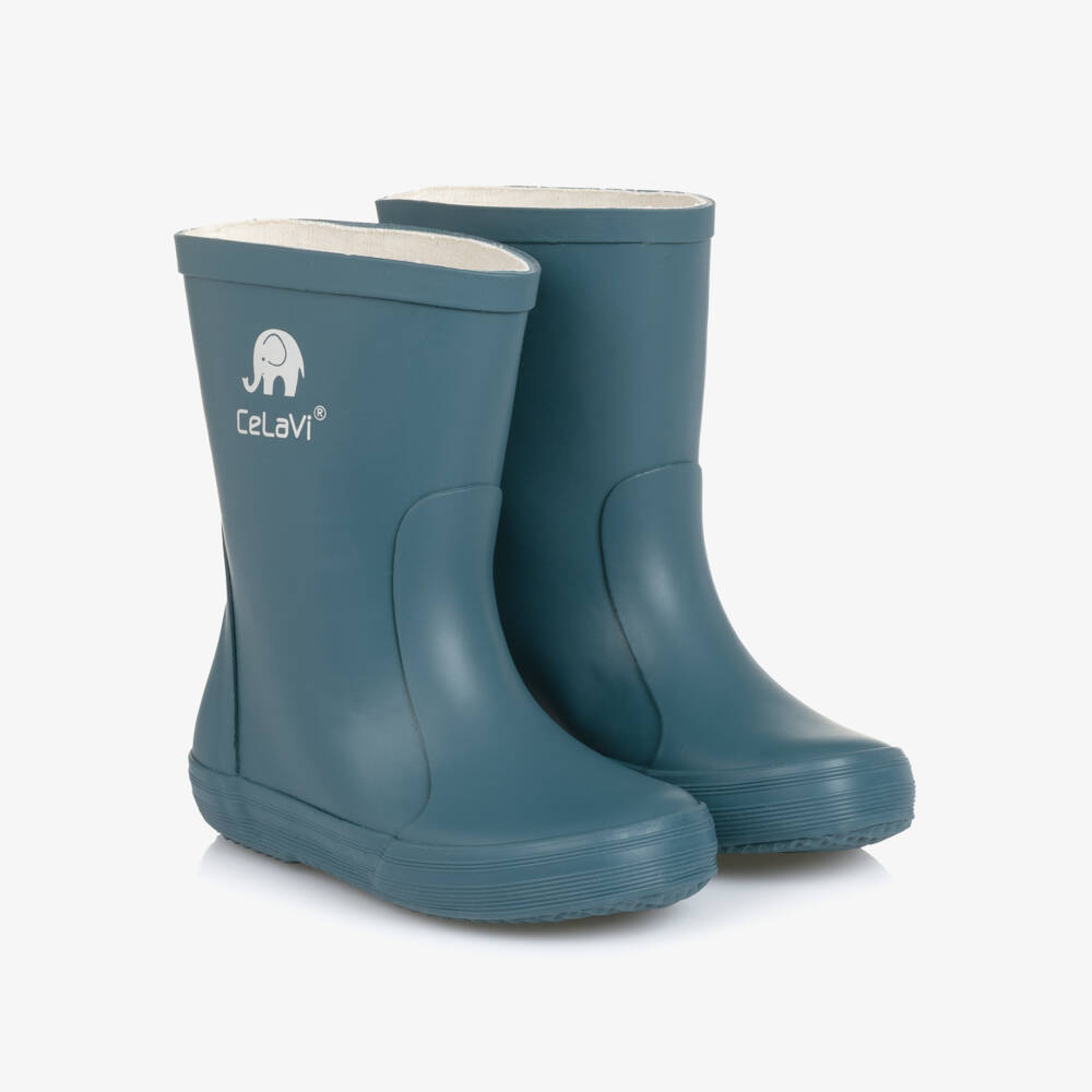 CeLaVi-Teal Blue Rubber Rain Boots | Childrensalon