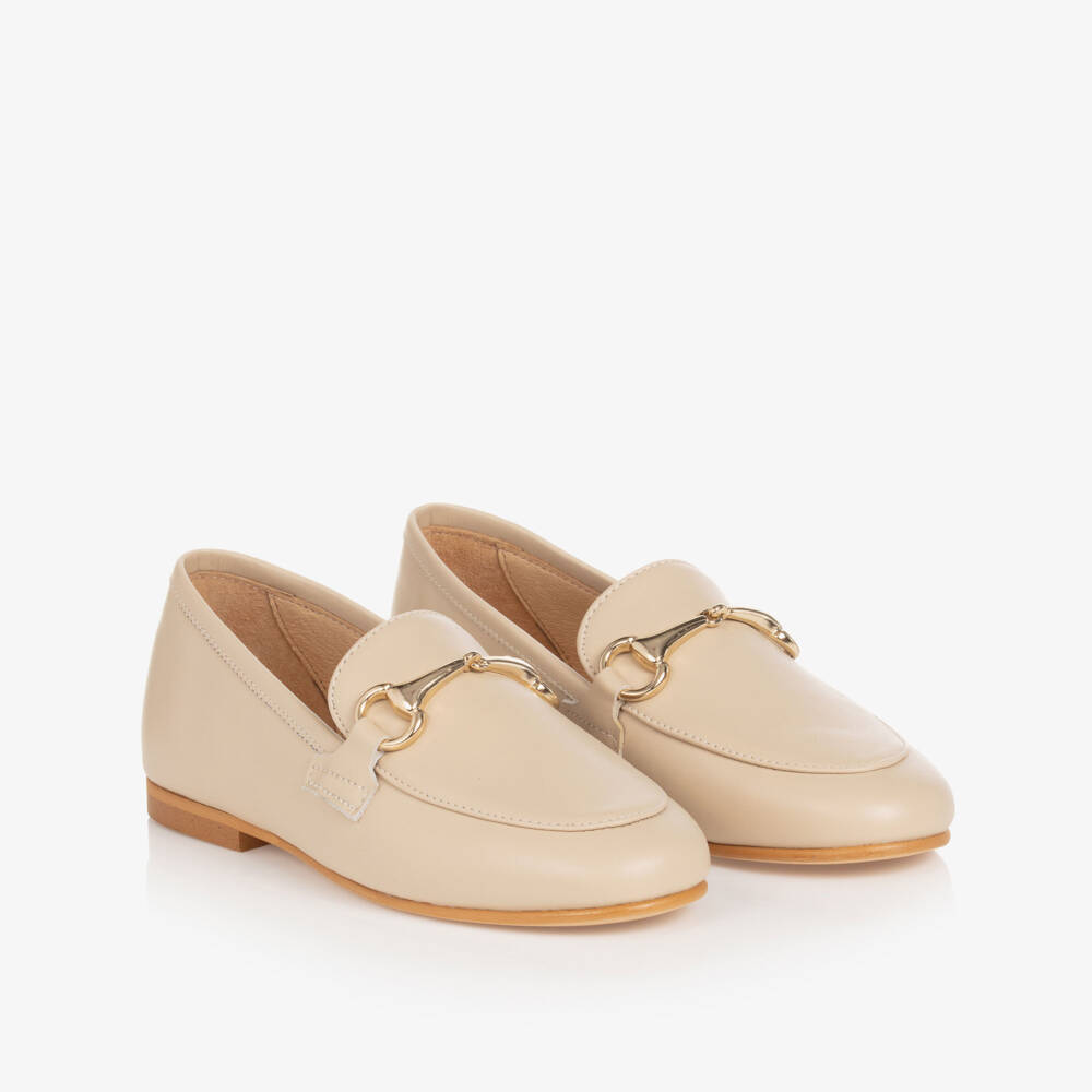 Children's Classics-Beige Leather Loafers | Childrensalon
