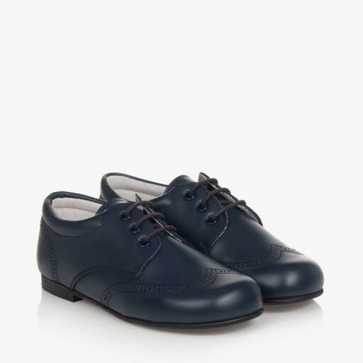 Children's Classics-Boys Navy Blue Leather Brogues | Childrensalon