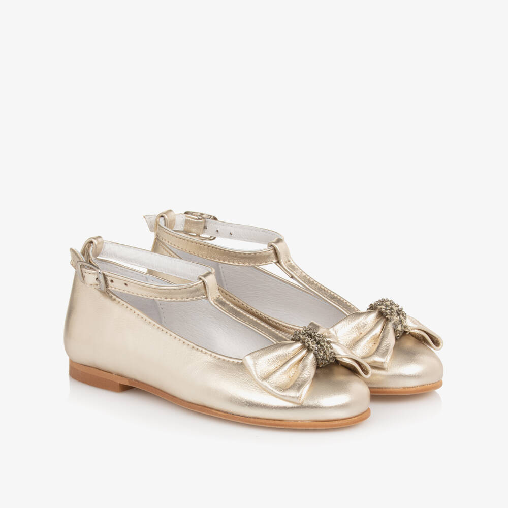 Children's Classics-Girls Gold Leather Shoes | Childrensalon