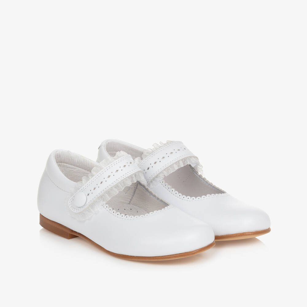 Children's Classics-Girls White Leather Shoes | Childrensalon