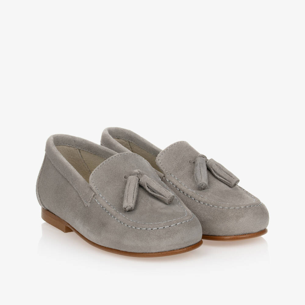Children's Classics-Grey Suede Loafer Shoes | Childrensalon