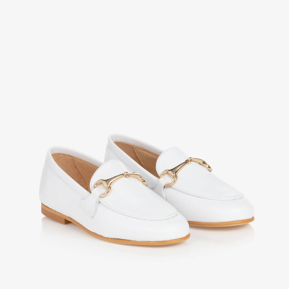 Children's Classics-White Leather Loafers | Childrensalon