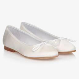 Sarah Louise-Girls White Pearl Satin Dress | Childrensalon