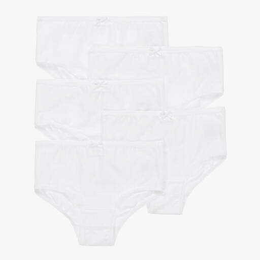 Childrensalon Essentials-Girls White Cotton Knickers (5 Pack) | Childrensalon
