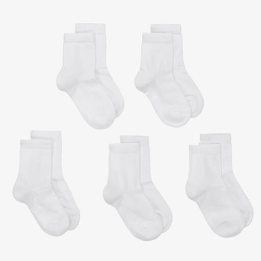 Childrensalon Essentials-White Cotton Crew Socks (5 Pack) | Childrensalon