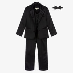 Childrensalon Occasions-Boys Black 4 Piece Tuxedo Suit  | Childrensalon