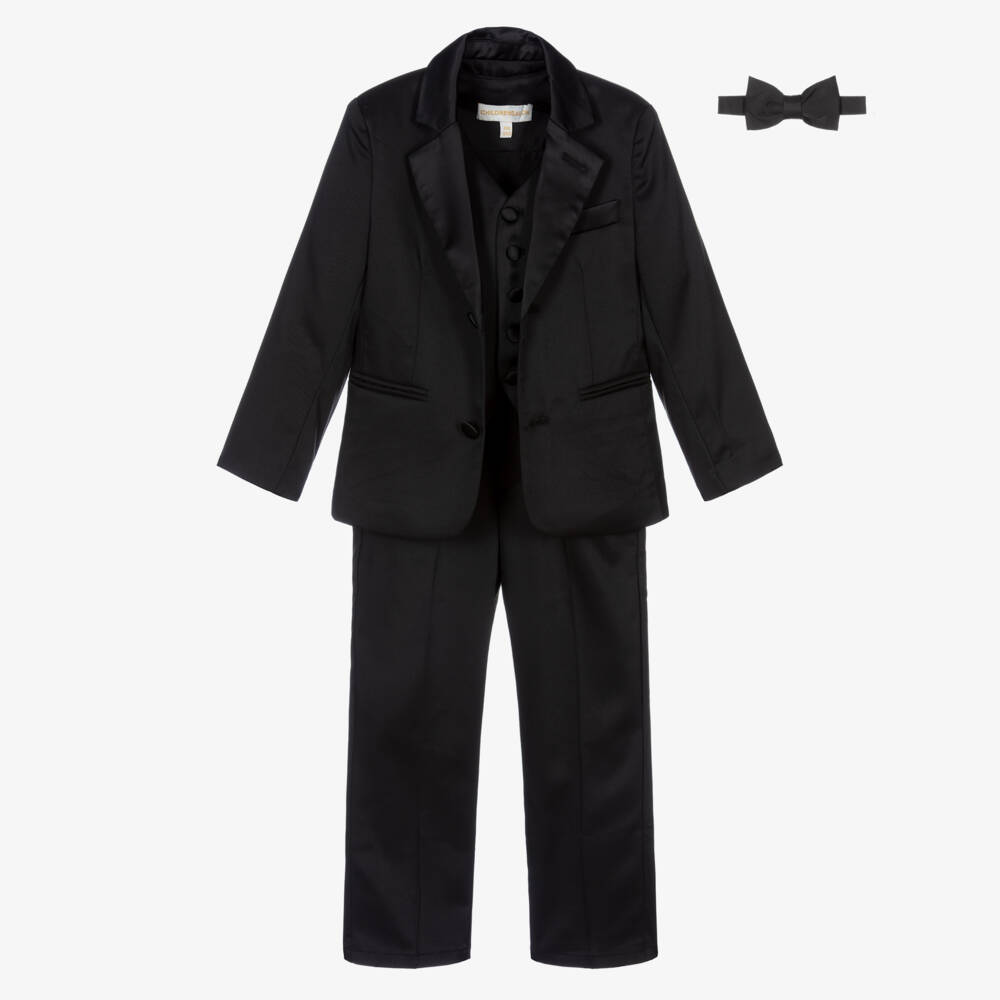 Childrensalon Occasions-Boys Black 4 Piece Tuxedo Suit  | Childrensalon
