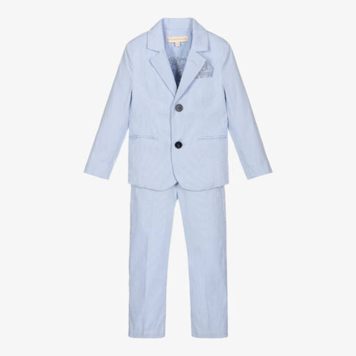 Childrensalon Occasions-Boys Blue Stripe Suit & Bow Tie | Childrensalon