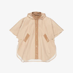 Chloé-Girls Beige Cape with Faux Leather Trims | Childrensalon