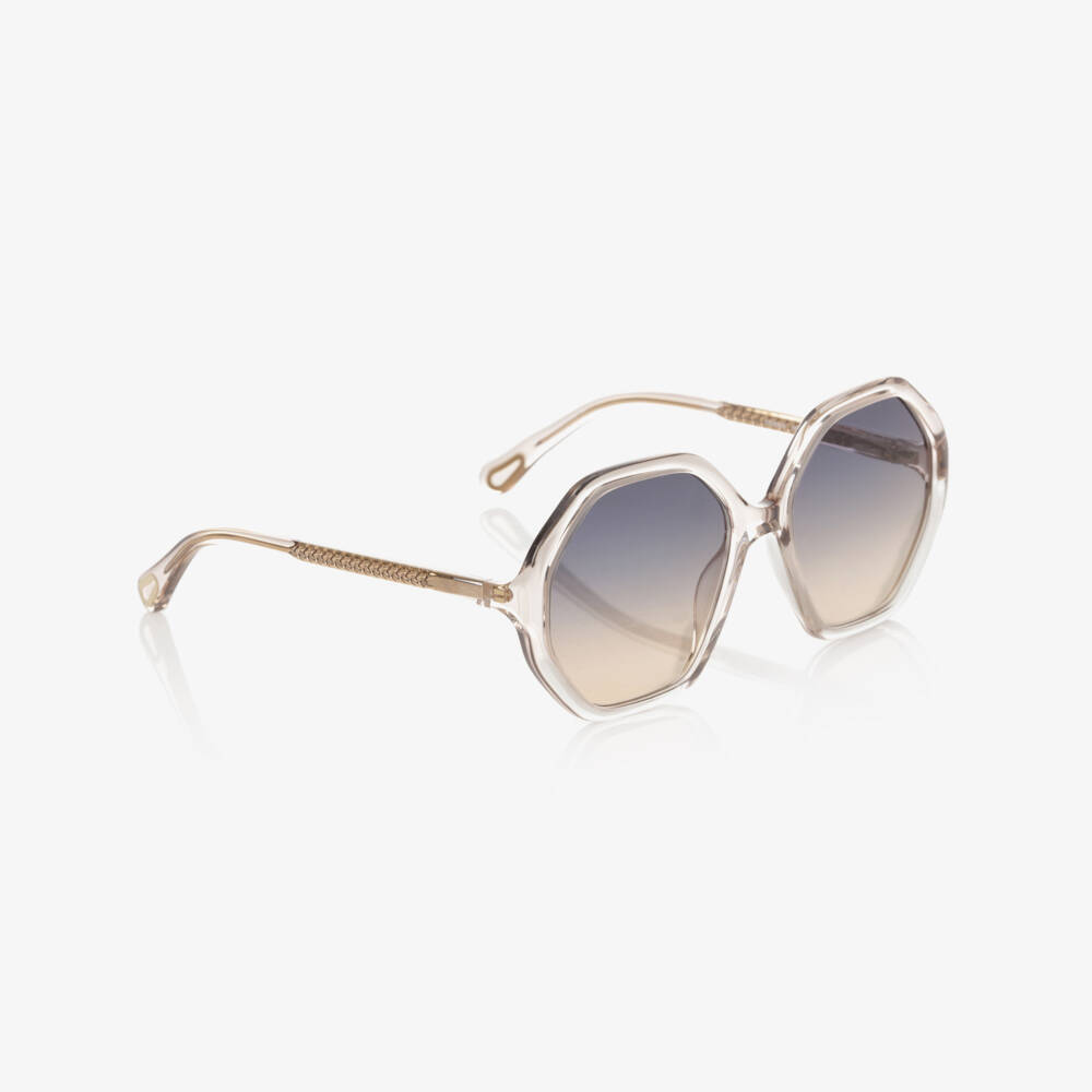 Chloé-Girls Beige Hexagonal Sunglasses | Childrensalon