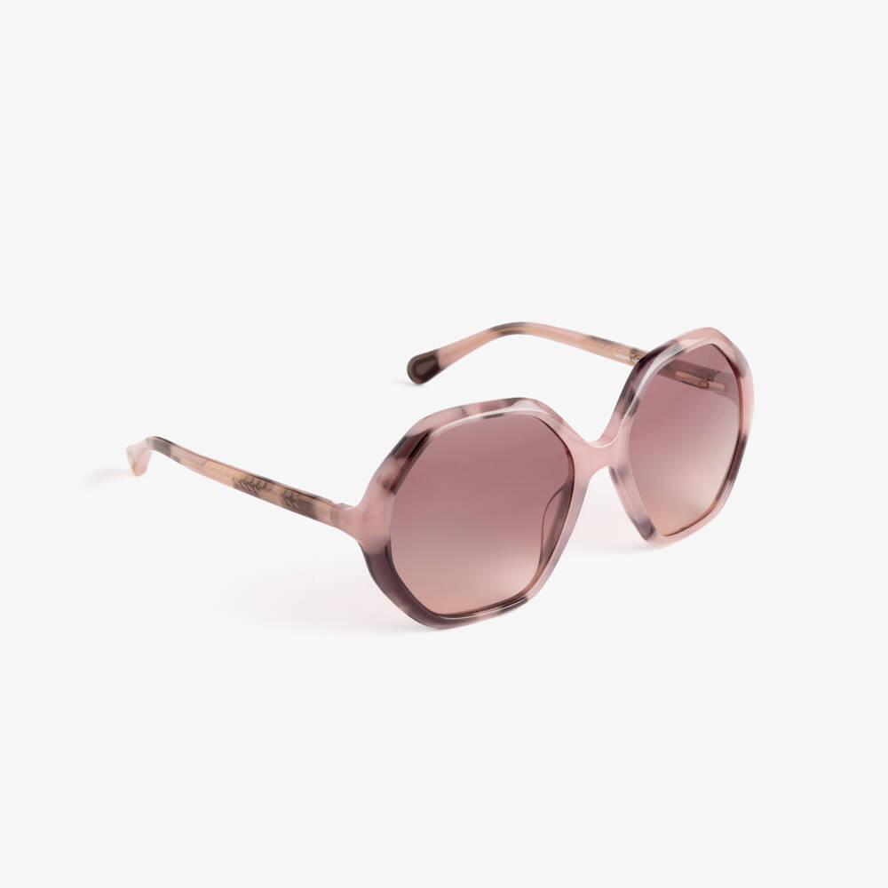 Chloé-Girls Pink Tortoise Shell Frame Sunglasses | Childrensalon