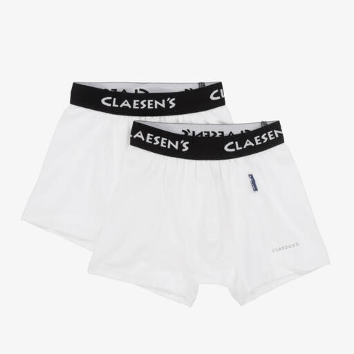Claesen's-Boys White Cotton Boxers (2 Pack) | Childrensalon